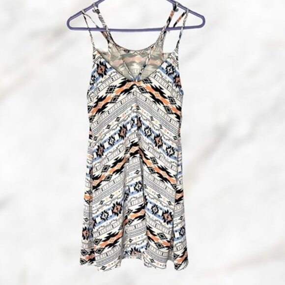 Lush‎ Aztec Pattern Sun Dress Aztec Geometric Pattern Spaghetti Strap Size XS - Picture 1 of 10